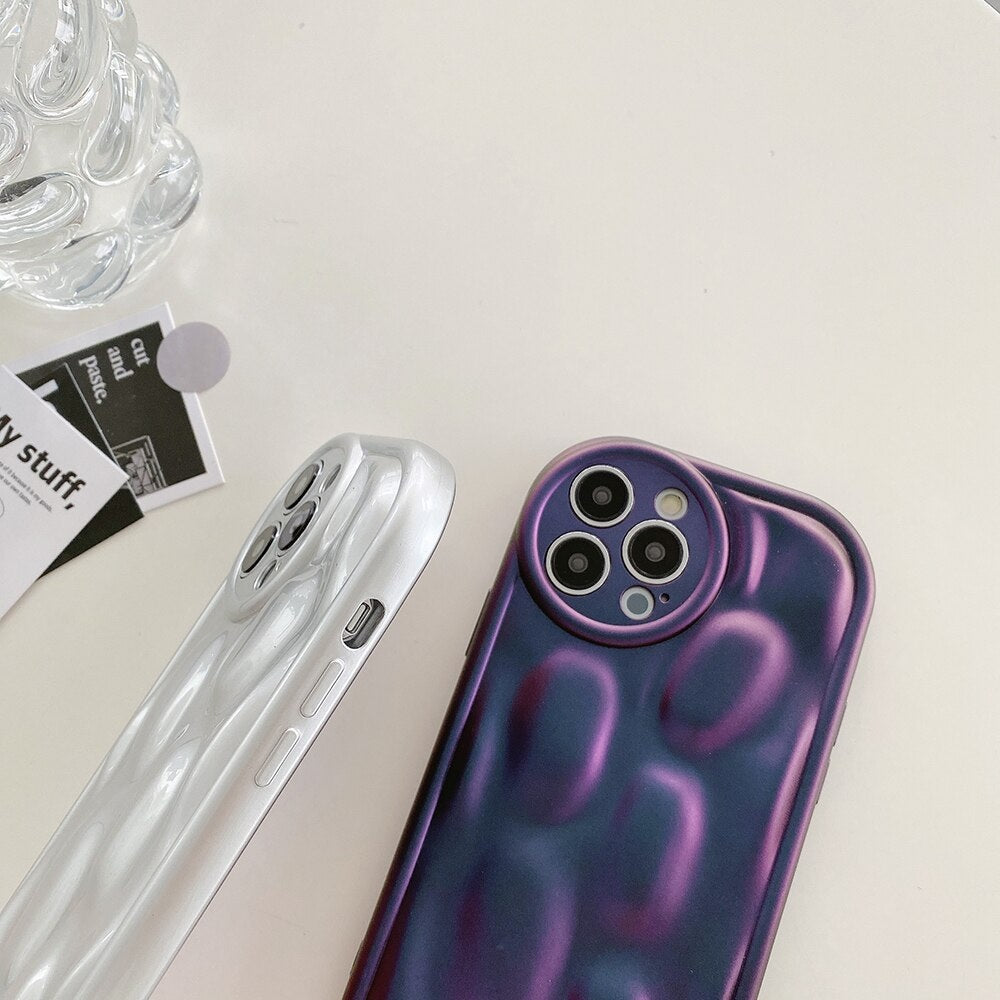 3D Meteorite Texture Stone Water Fluted Design Kawaii Case